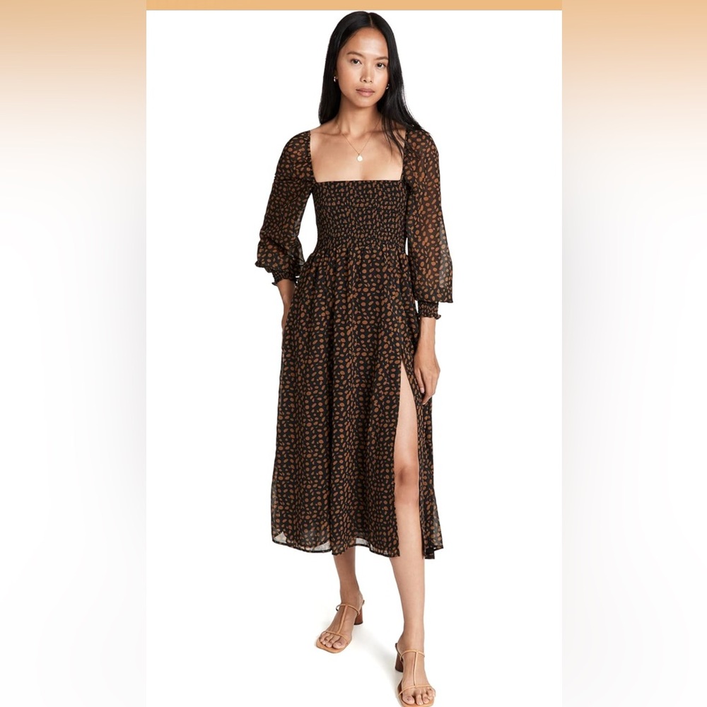 Chic Long Sleeve Black and Brown Dress